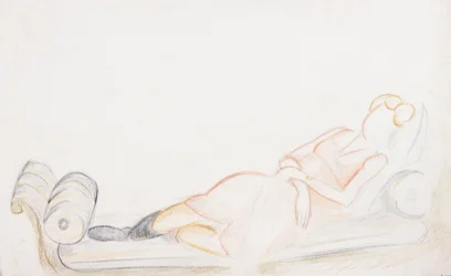 Christine Mavrogordato auf einem Tagesbett, ca. 1928
